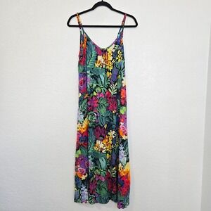 Jams World Archives Tropical Floral Maxi Dress Spaghetti Strap V Neck